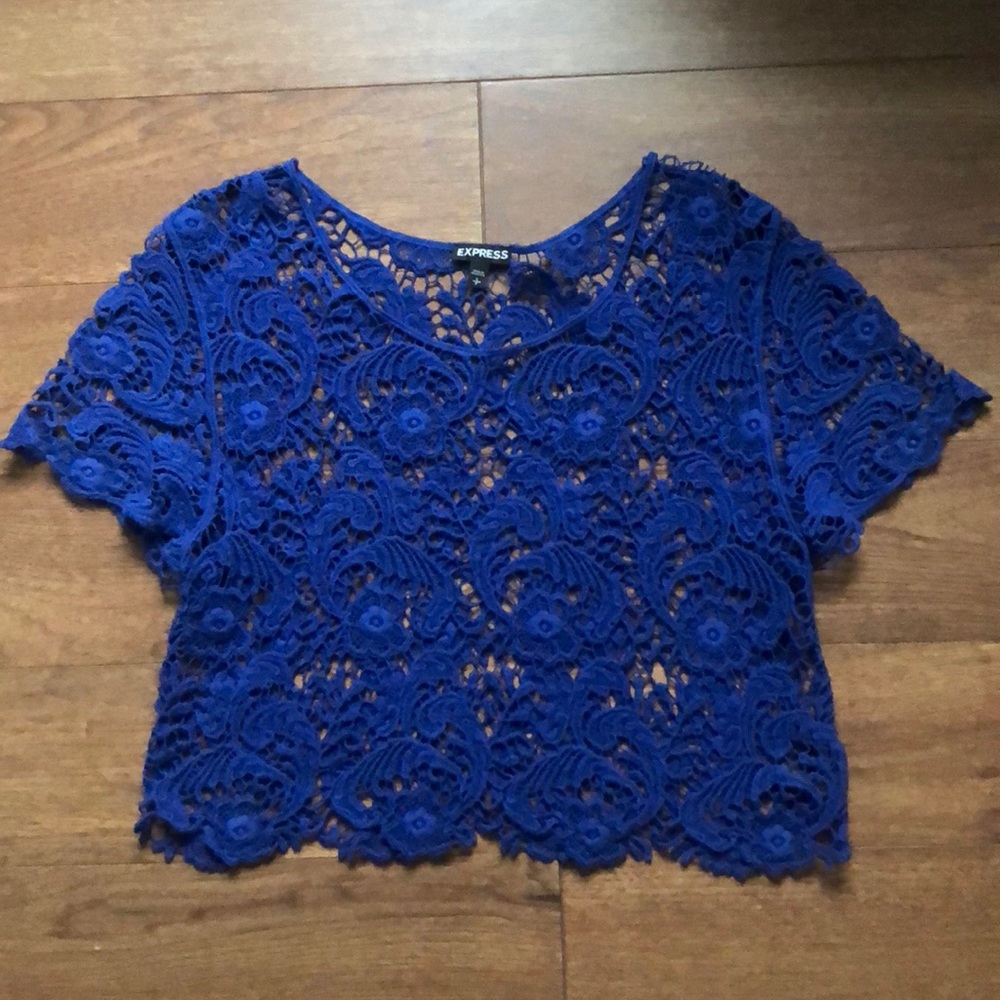 Blue lace crop top